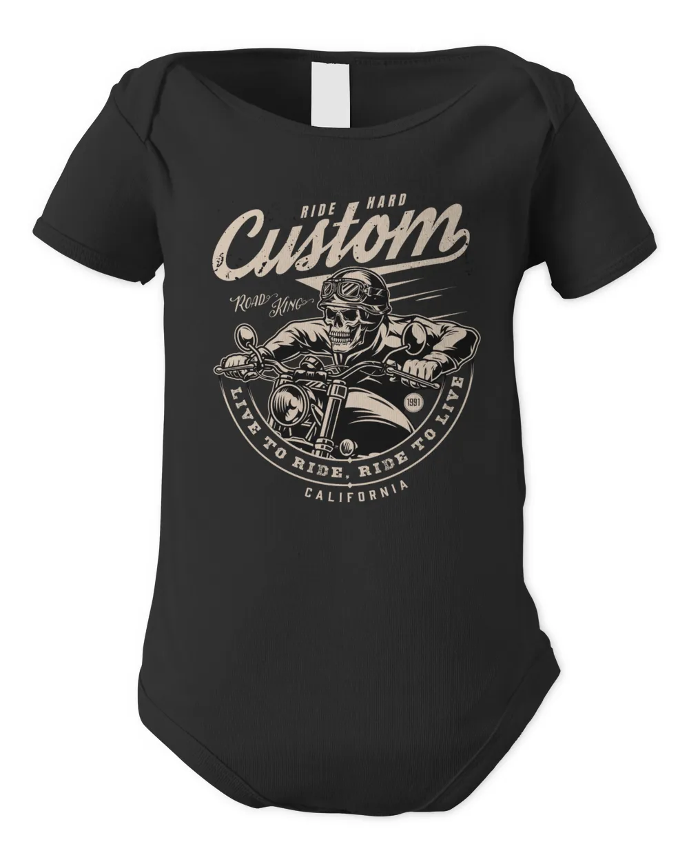 Ride Hard Custom Road King Infant Short Sleeve Bodysuit black new born