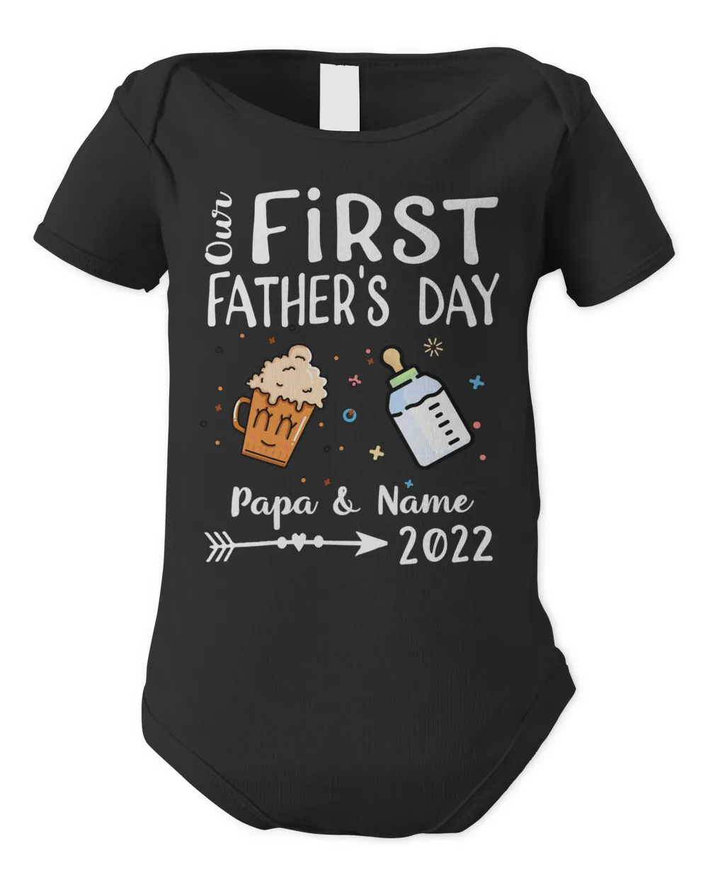 OUR FIRST FATHER'S DAY Infant Short Sleeve Bodysuit black 3m