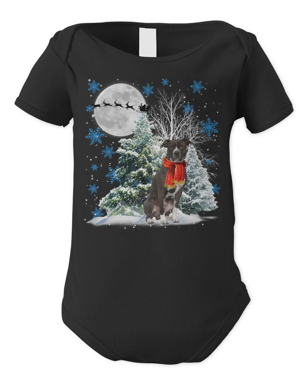 Pitbull Under Moonlight Snow Christmas Pajama 300