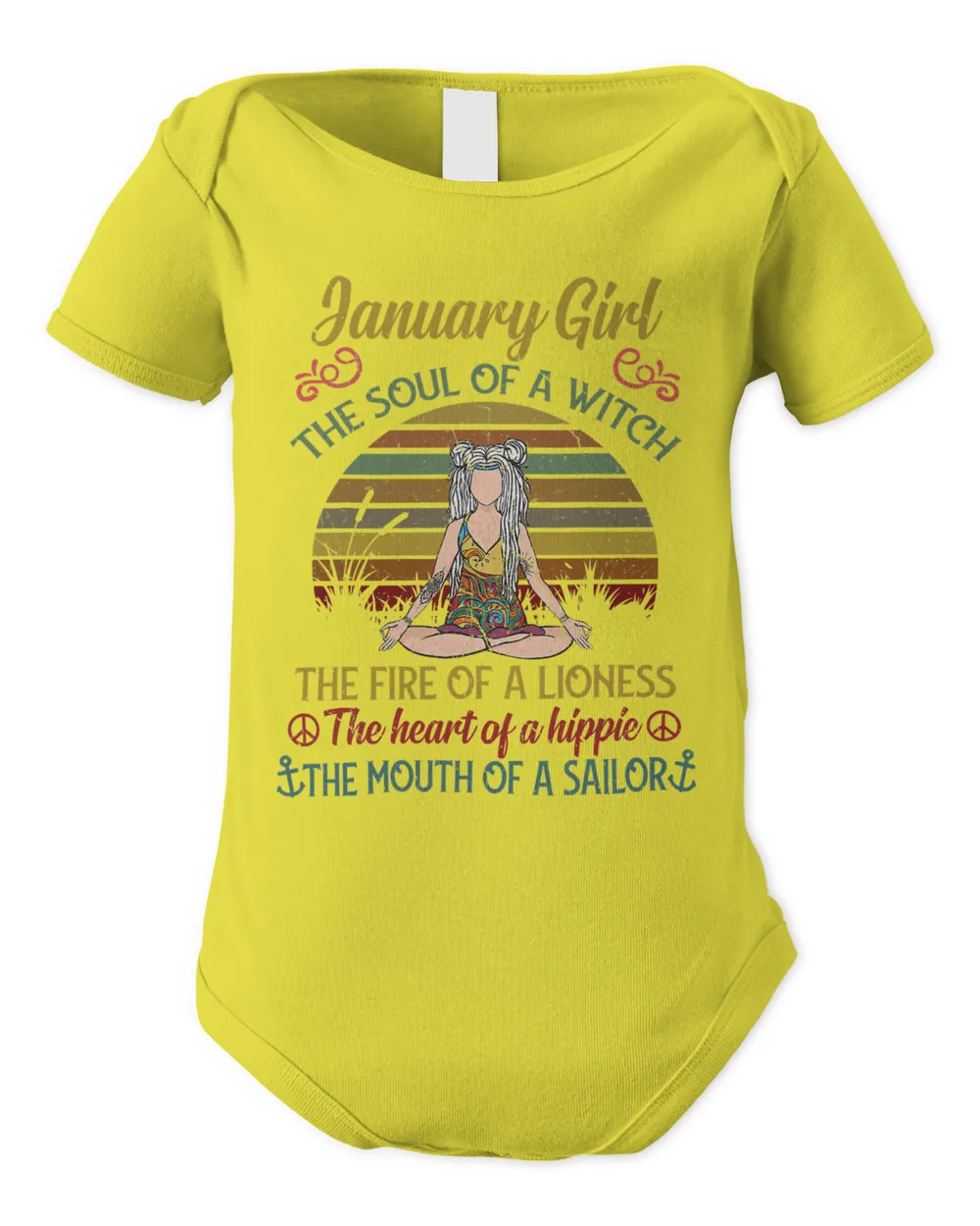 Birthday - Vintage Hippie Yoga January Girl T-Shirt