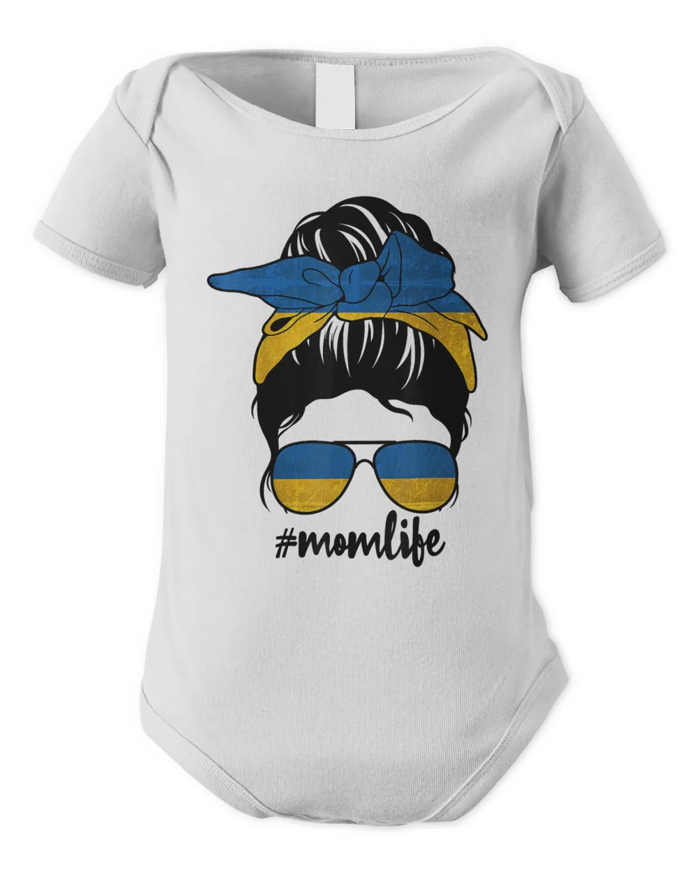 Ukrainian Mom Messy Bun Ukraine Pride Patriotic Mother's Day T-Shirt