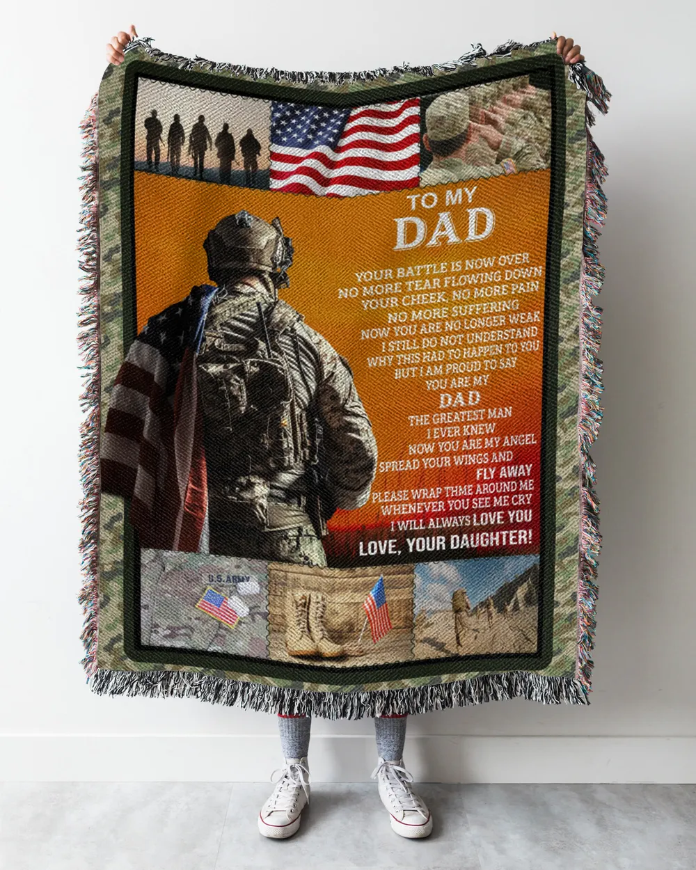 Veteran Father's Day Gifts, To My Dad Quilt Fleece Blanket