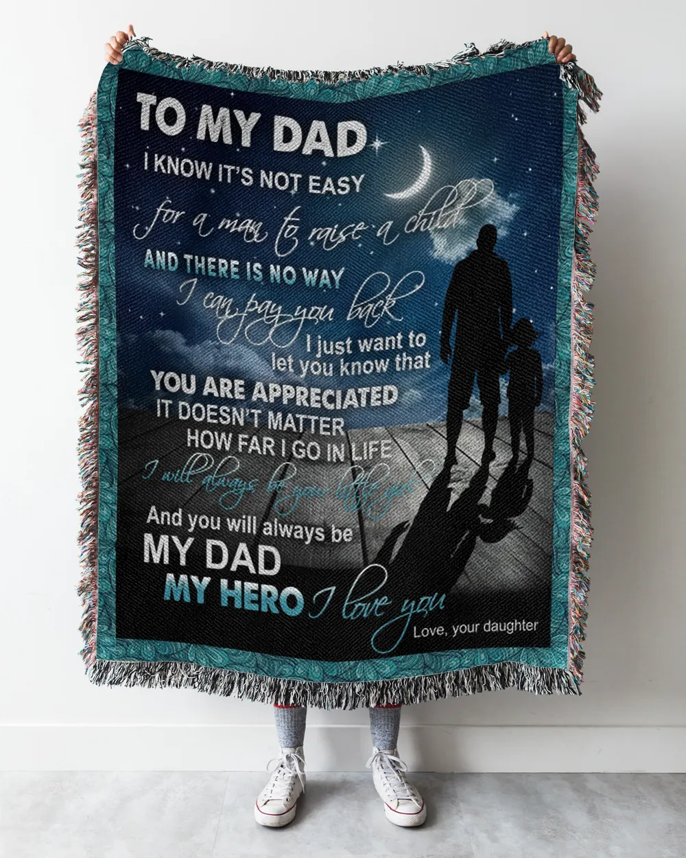 Father's Day Gifts, To My Dad Papa Pop Daddy From Daughter Quilt Fleece Blanket