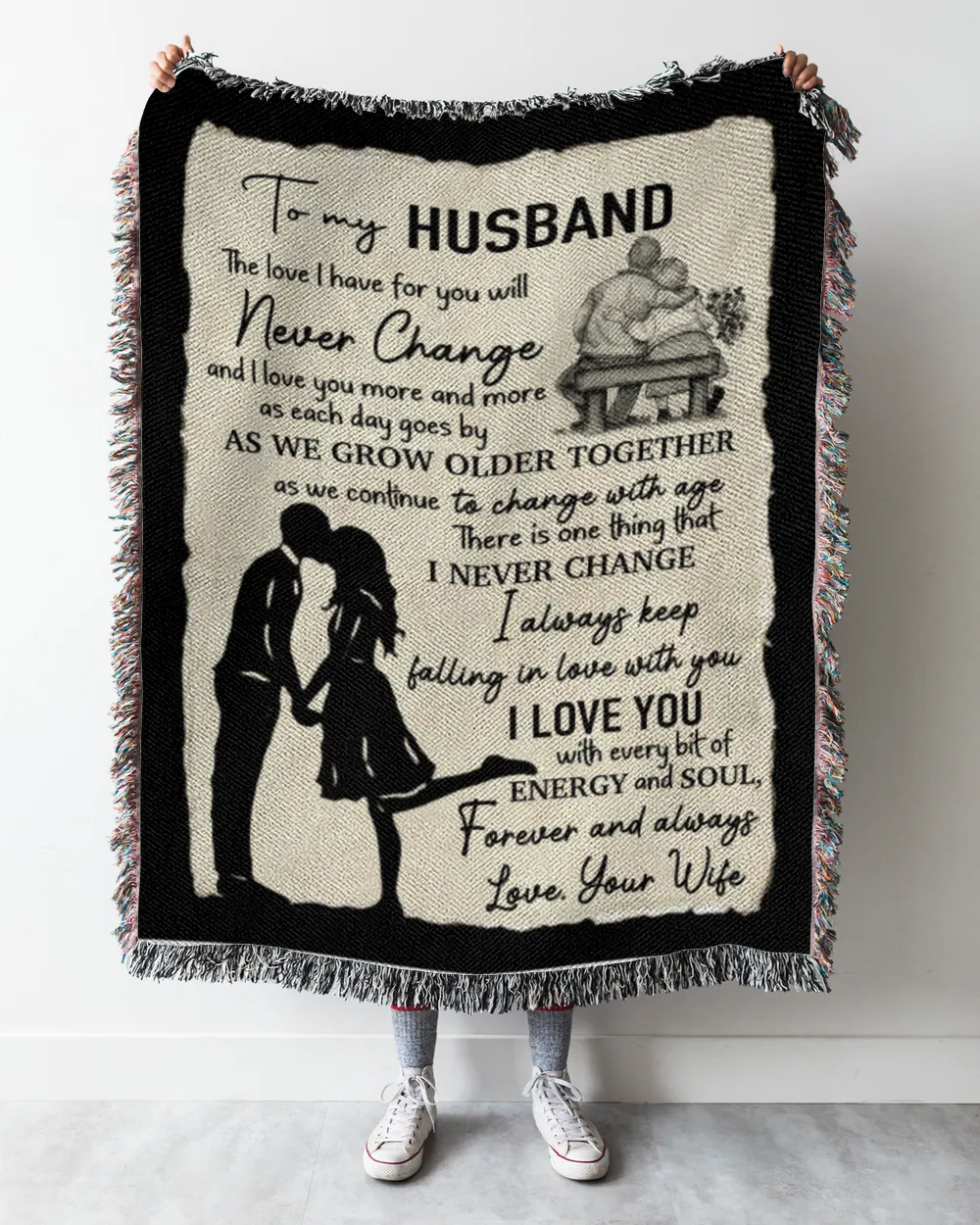 Special gift for Husband Woven Blanket white 50x60in