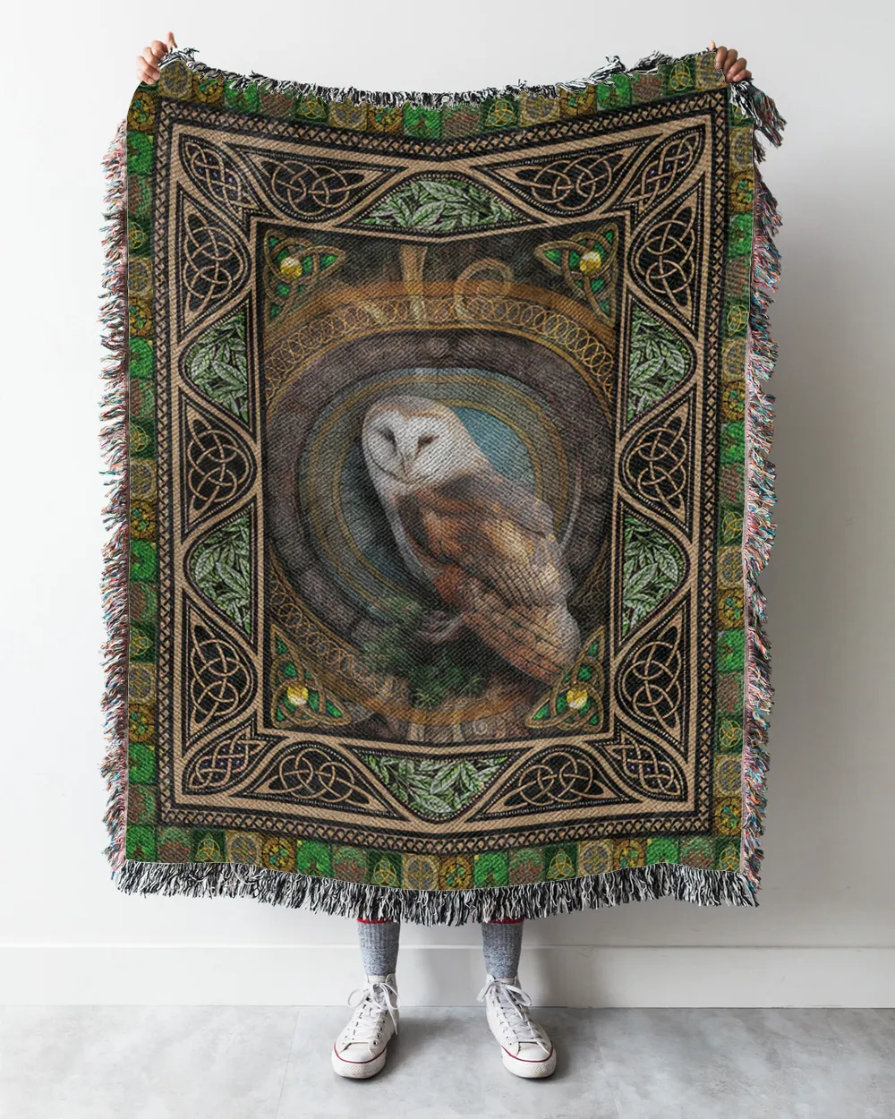 Vintage Owl Woven Throw Blanket 08022202