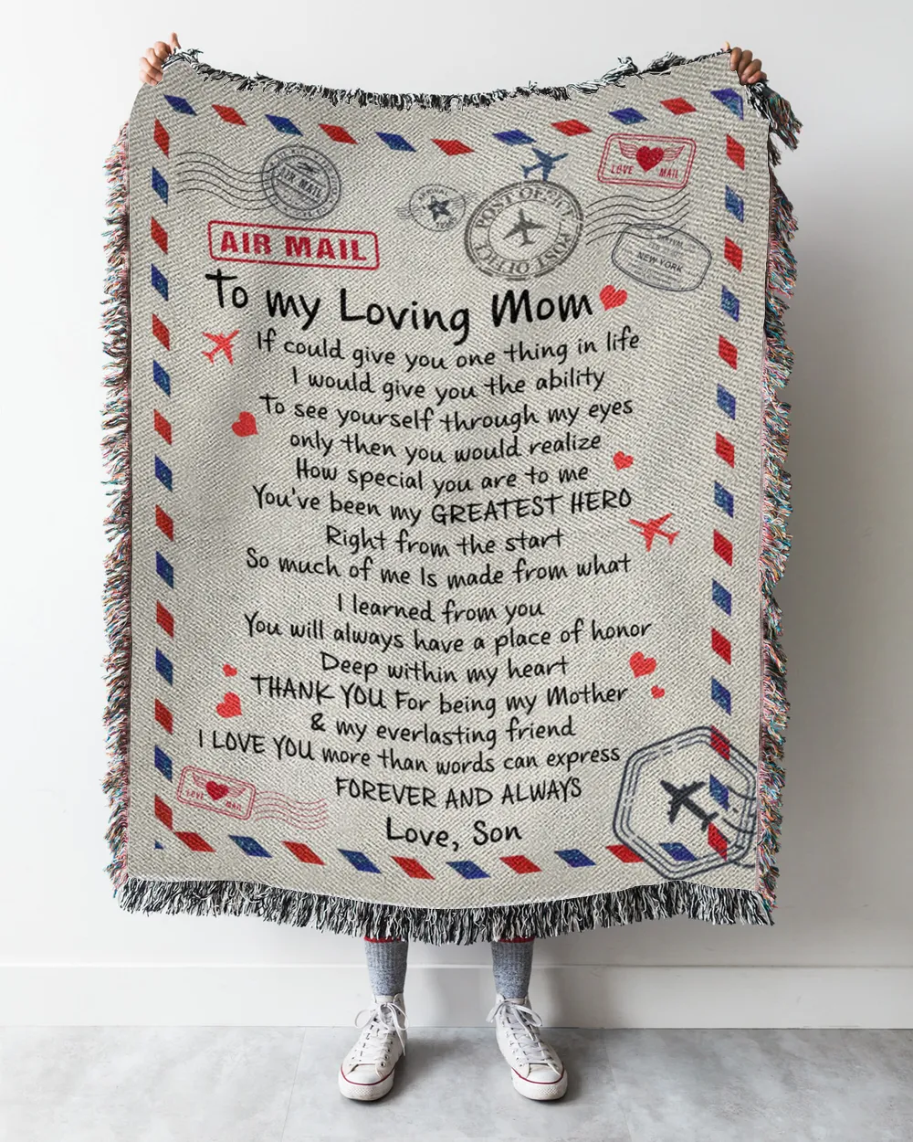 Special gift for your Mom Woven Blanket white 50x60in