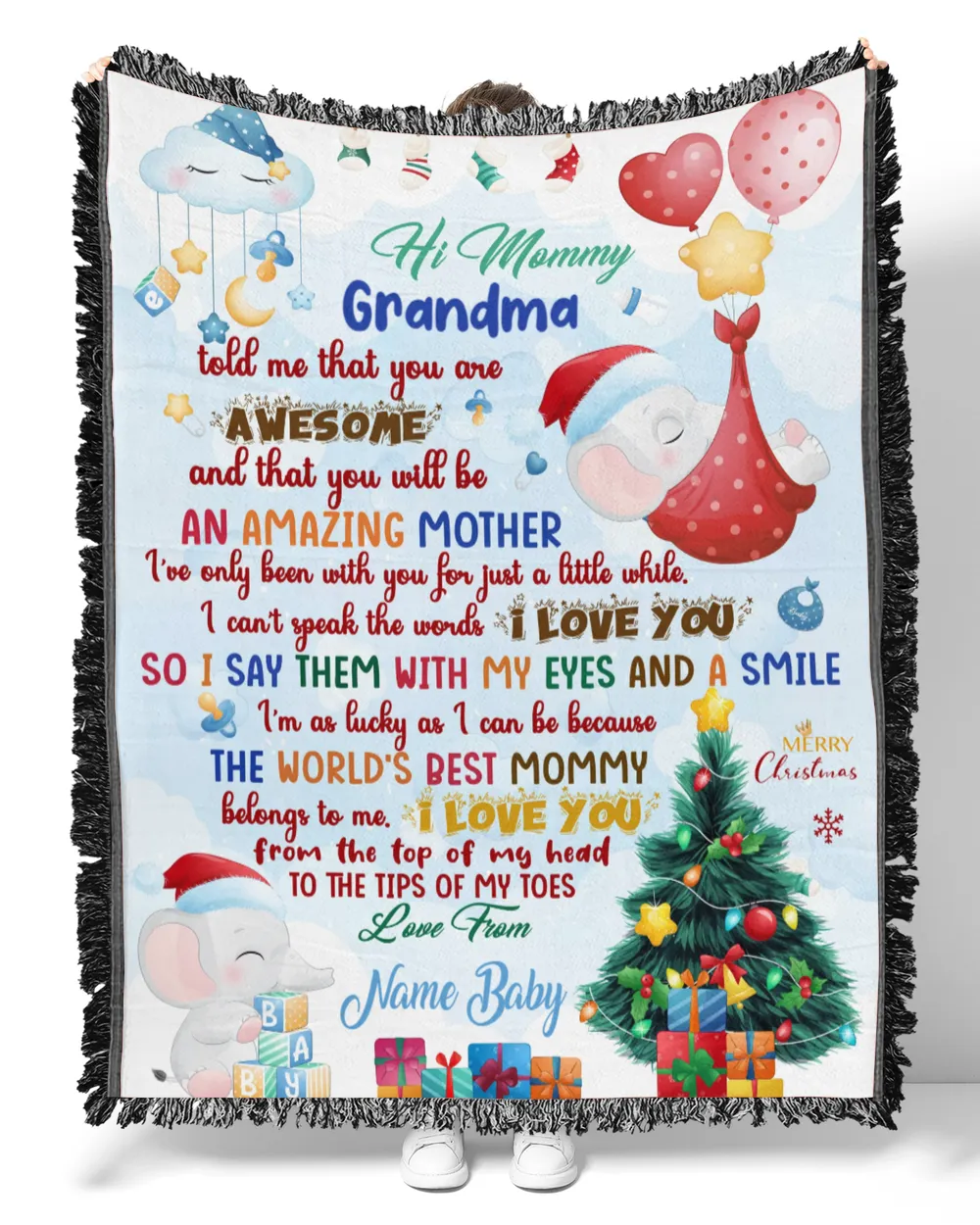 New Mom Gift From Grandma and baby | Merry Christmas | Daddy  and baby | Fleece Blanket