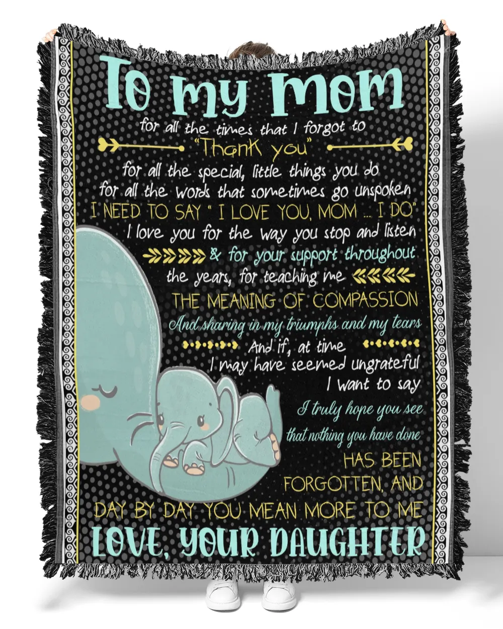 Elephant To My Mom Blanket Quilt Fleece Blanket Bundle