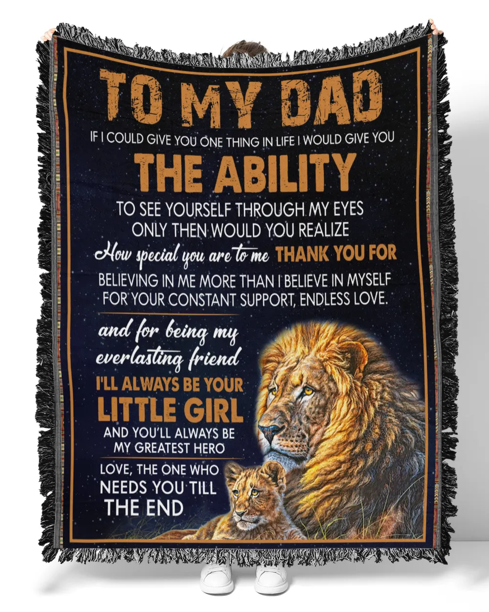 Lion To My Dad Blanket Quilt Fleece Blanket Bundle