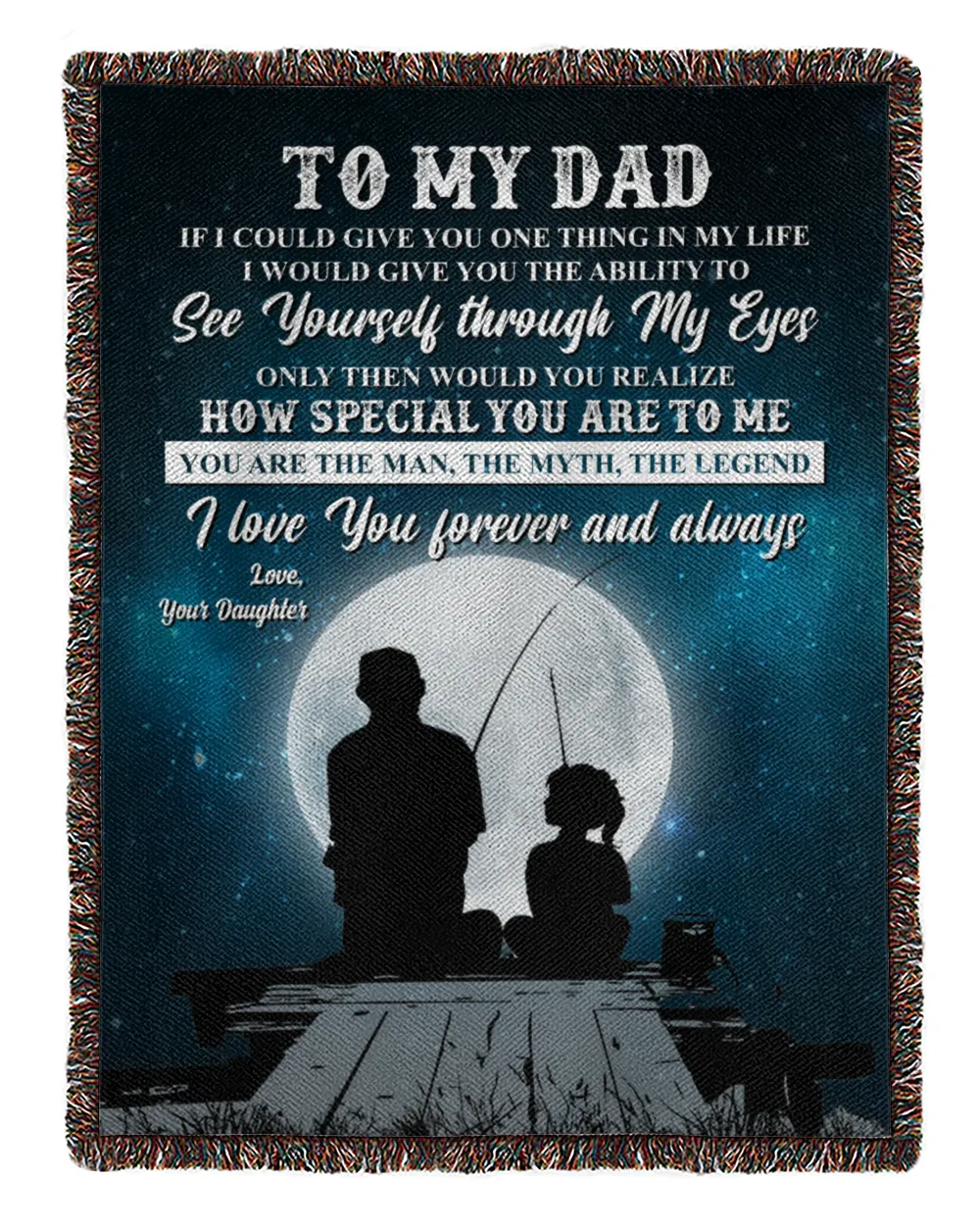 Father's Day Gifts, To My Dad Fishing Papa Pop Daddy Quilt Fleece Blanket