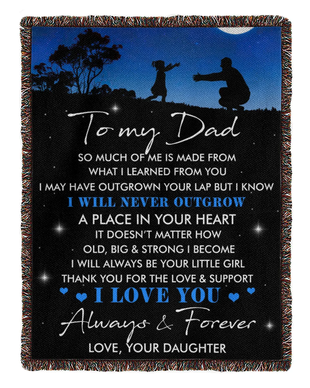 Father's Day Gifts, To My Dad Papa Pop Daddy From Daughter Quilt Fleece Blanket