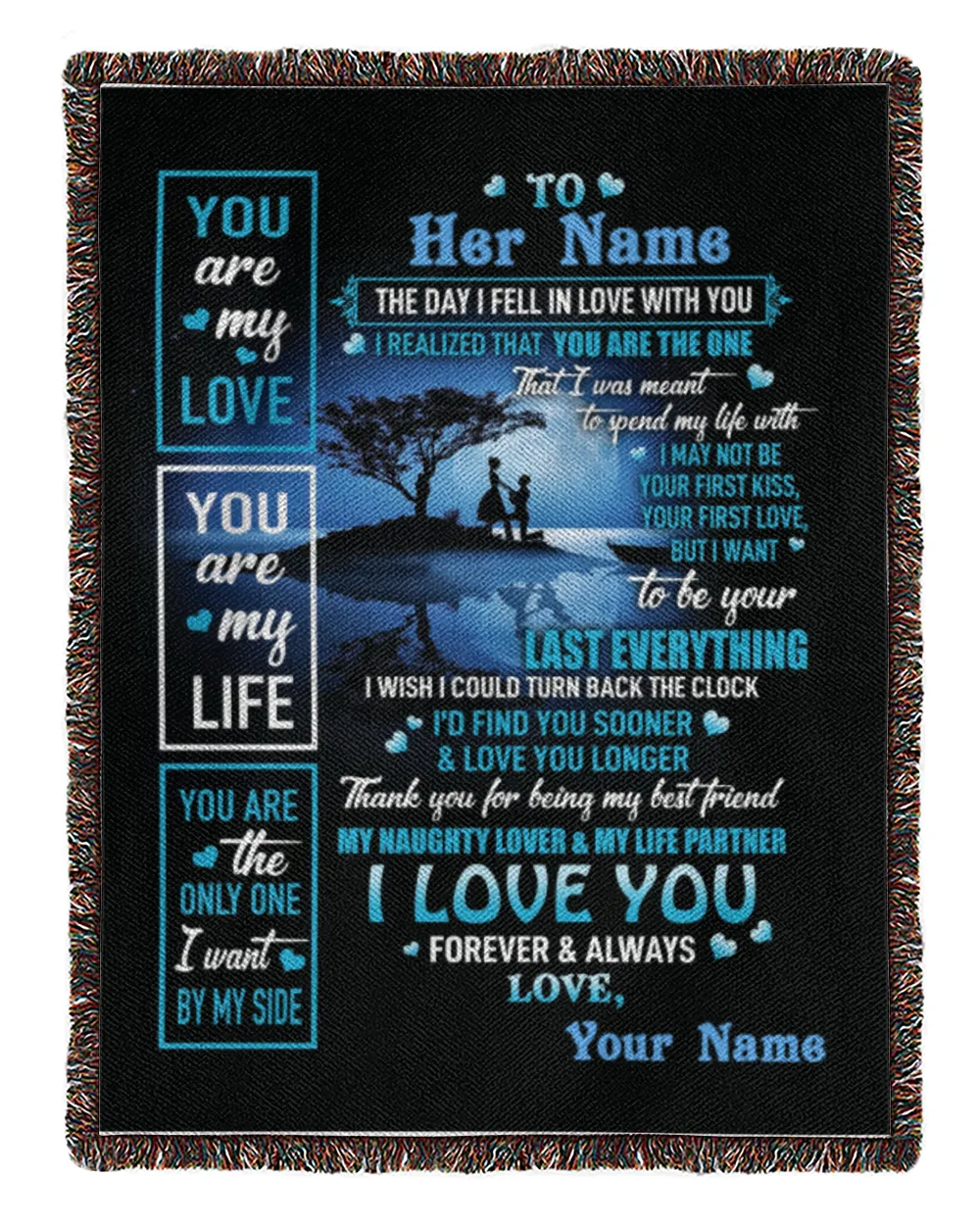 Special gift for Wife - Fiancee - Girlfriend Woven Blanket white 50x60in