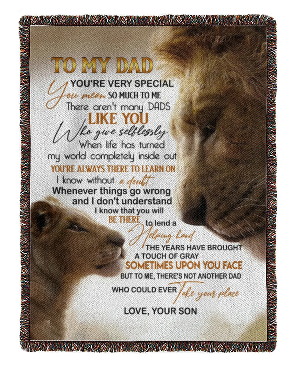 Son to Dad Woven Blanket white 50x60in