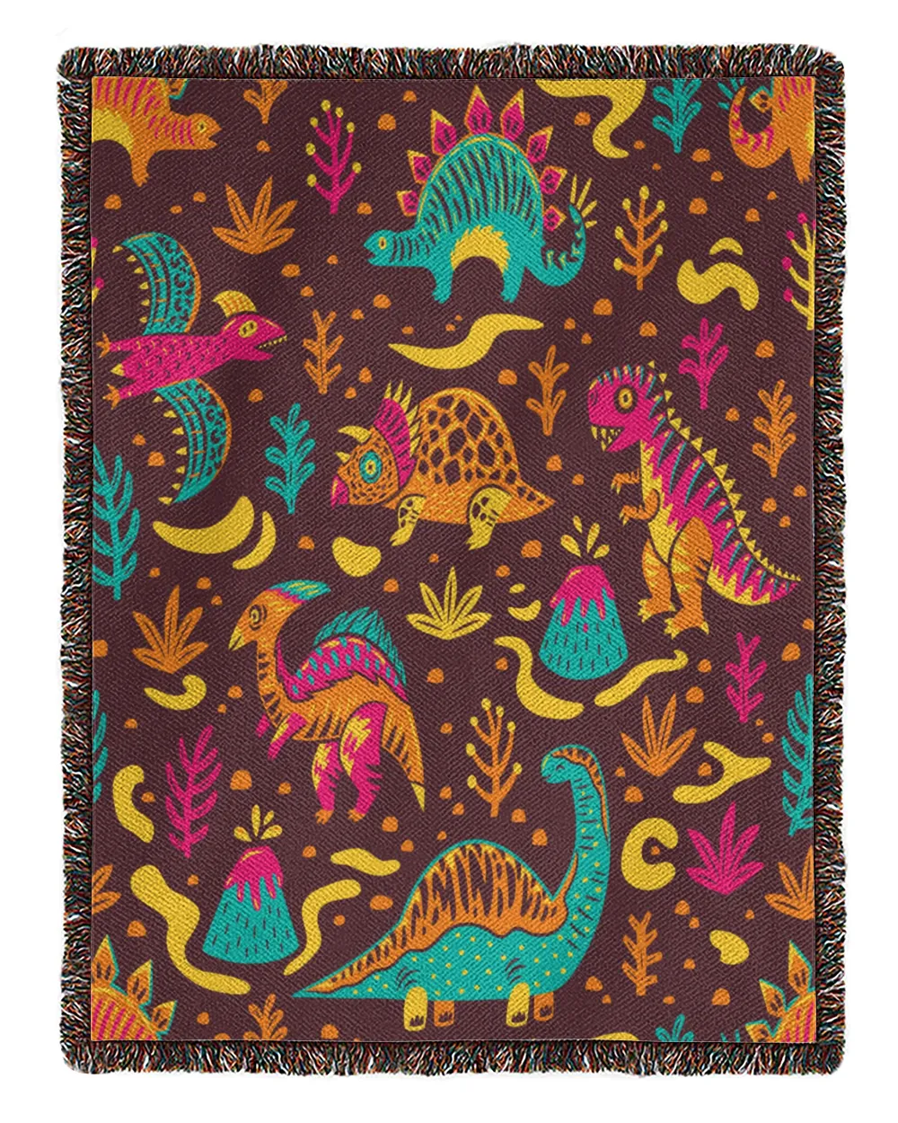 Retro Dinosaur Woven Blanket 21082211