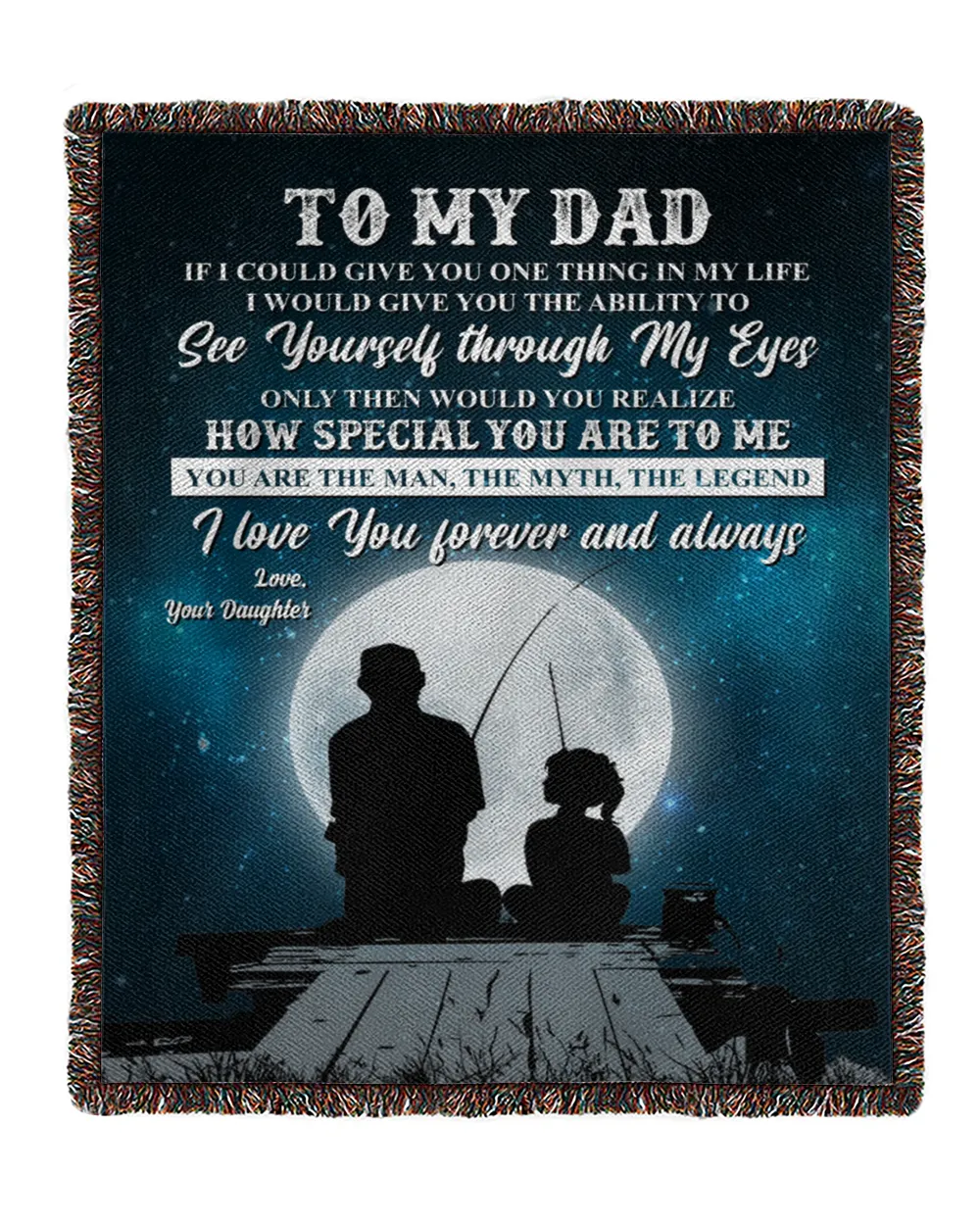 Father's Day Gifts, To My Dad Fishing Papa Pop Daddy Quilt Fleece Blanket