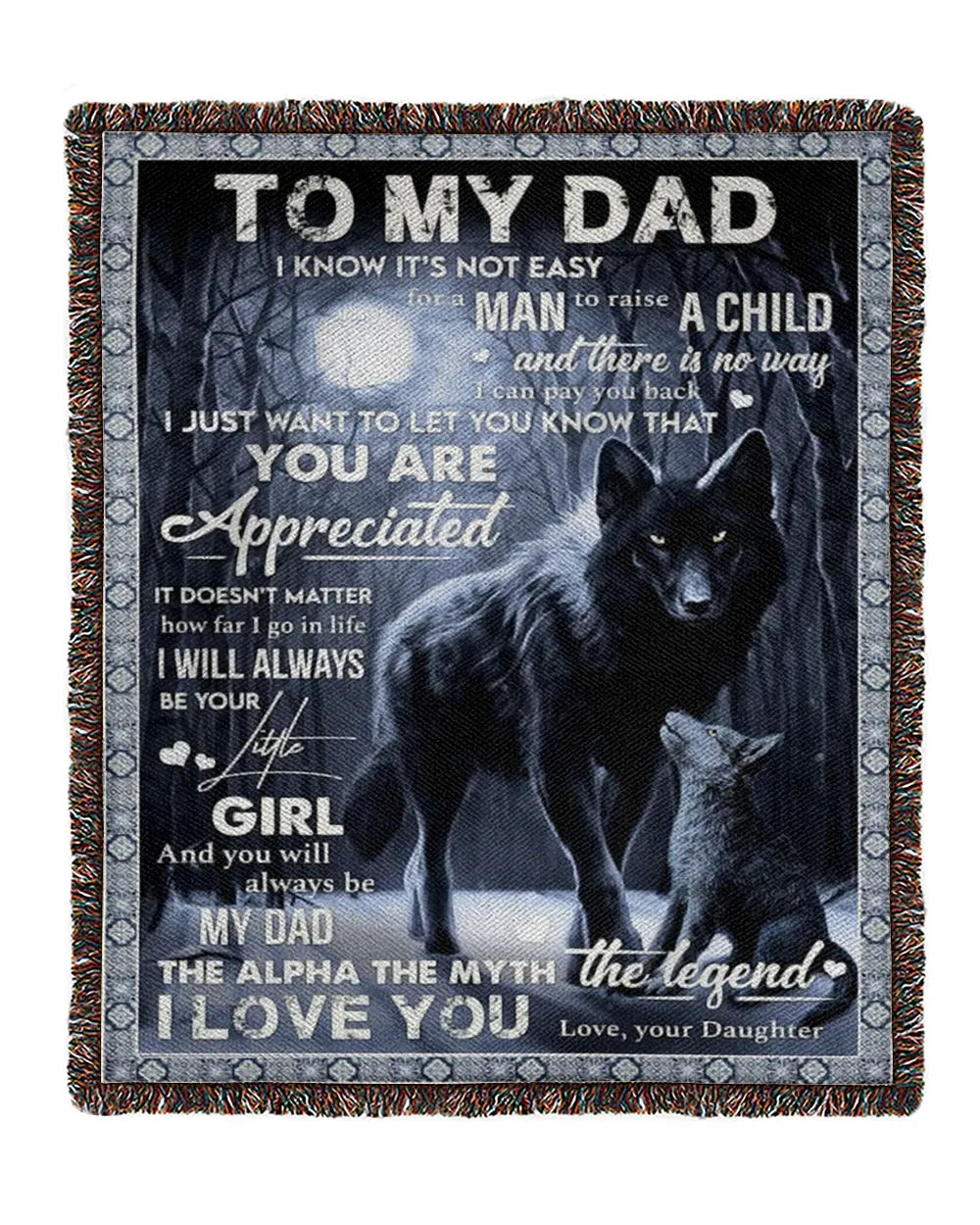 Father's Day Gifts, To My Dad From Daughter Papa Pops Daddy Quilt Fleece Blanket