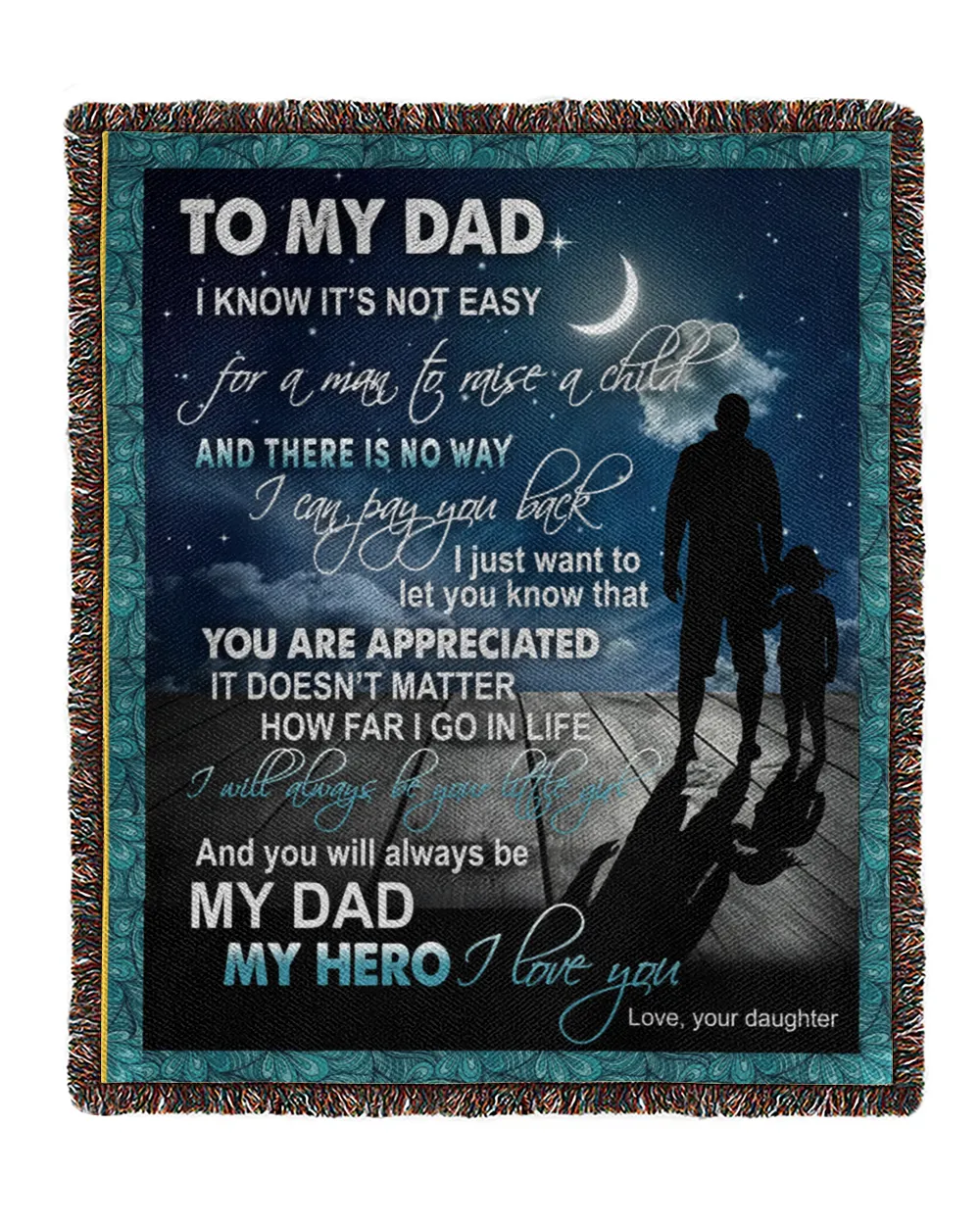 Father's Day Gifts, To My Dad Papa Pop Daddy From Daughter Quilt Fleece Blanket