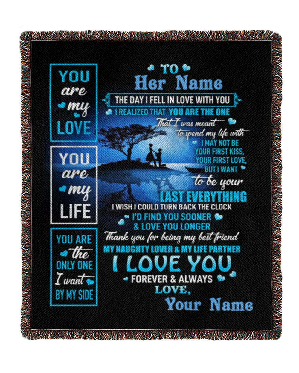 Special gift for Wife - Fiancee - Girlfriend Woven Blanket white 50x60in