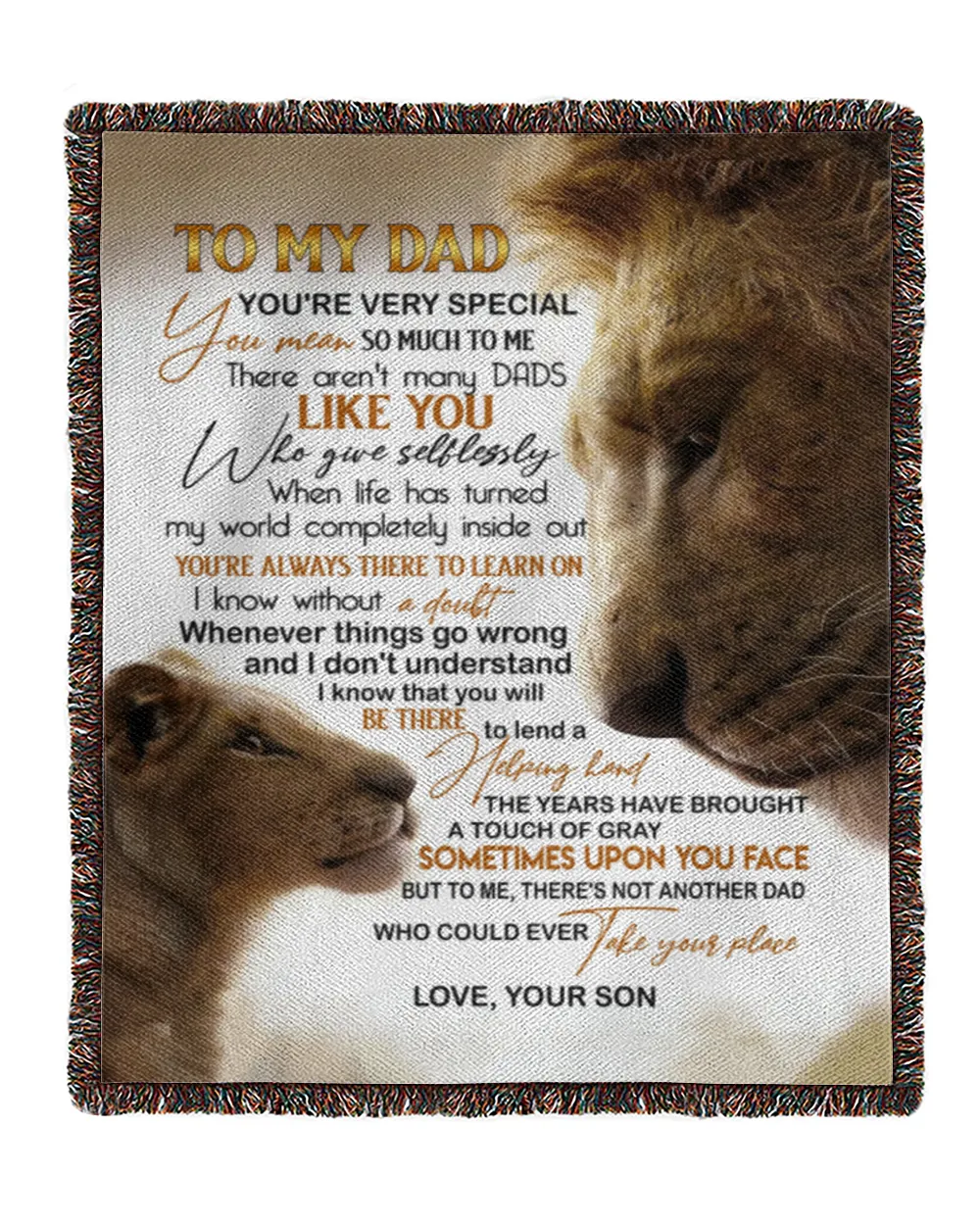 Son to Dad Woven Blanket white 50x60in