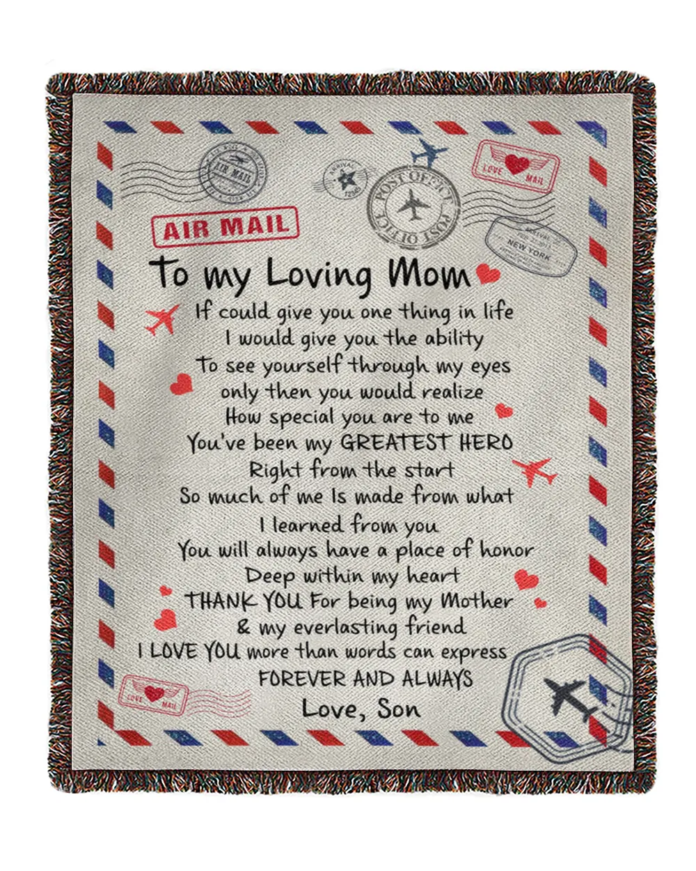 Special gift for your Mom Woven Blanket white 50x60in