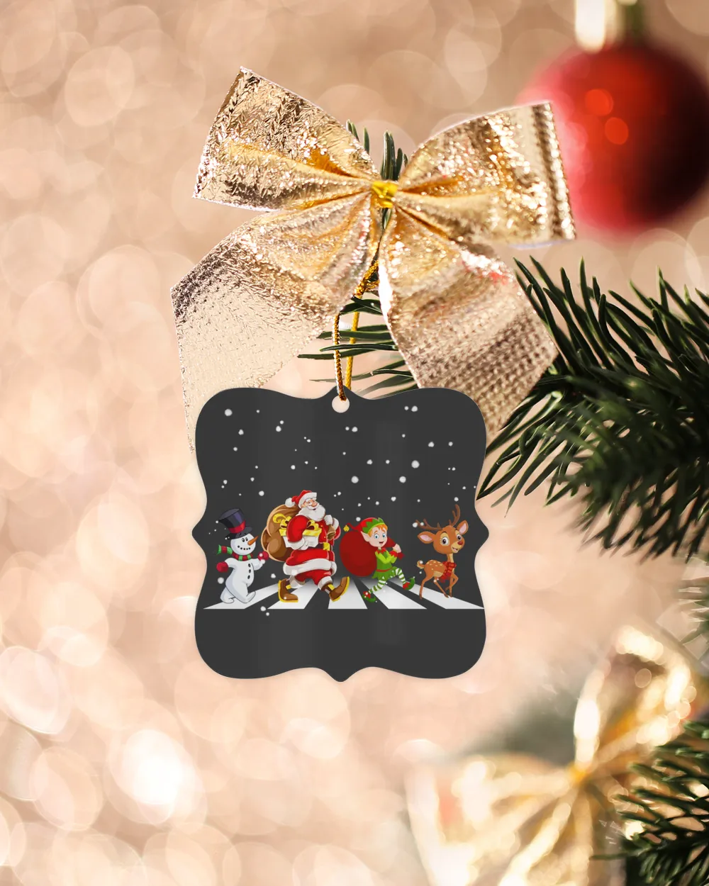 Snowman Santa Elf And Reindeer Ornament - Classic Round