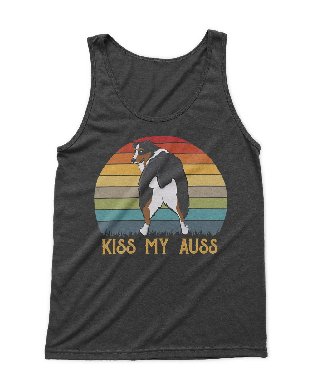 Kiss My Auss Funny Aussie Mom Australian Shepherd Retro 70s T-Shirt
