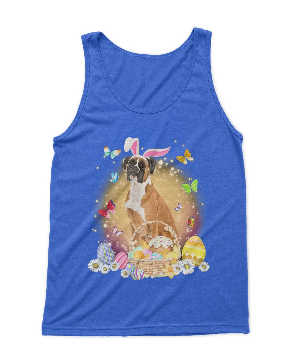 Funny Easter Bunny Boxer Dog Bunny Ear Egg Basket T-Shirt