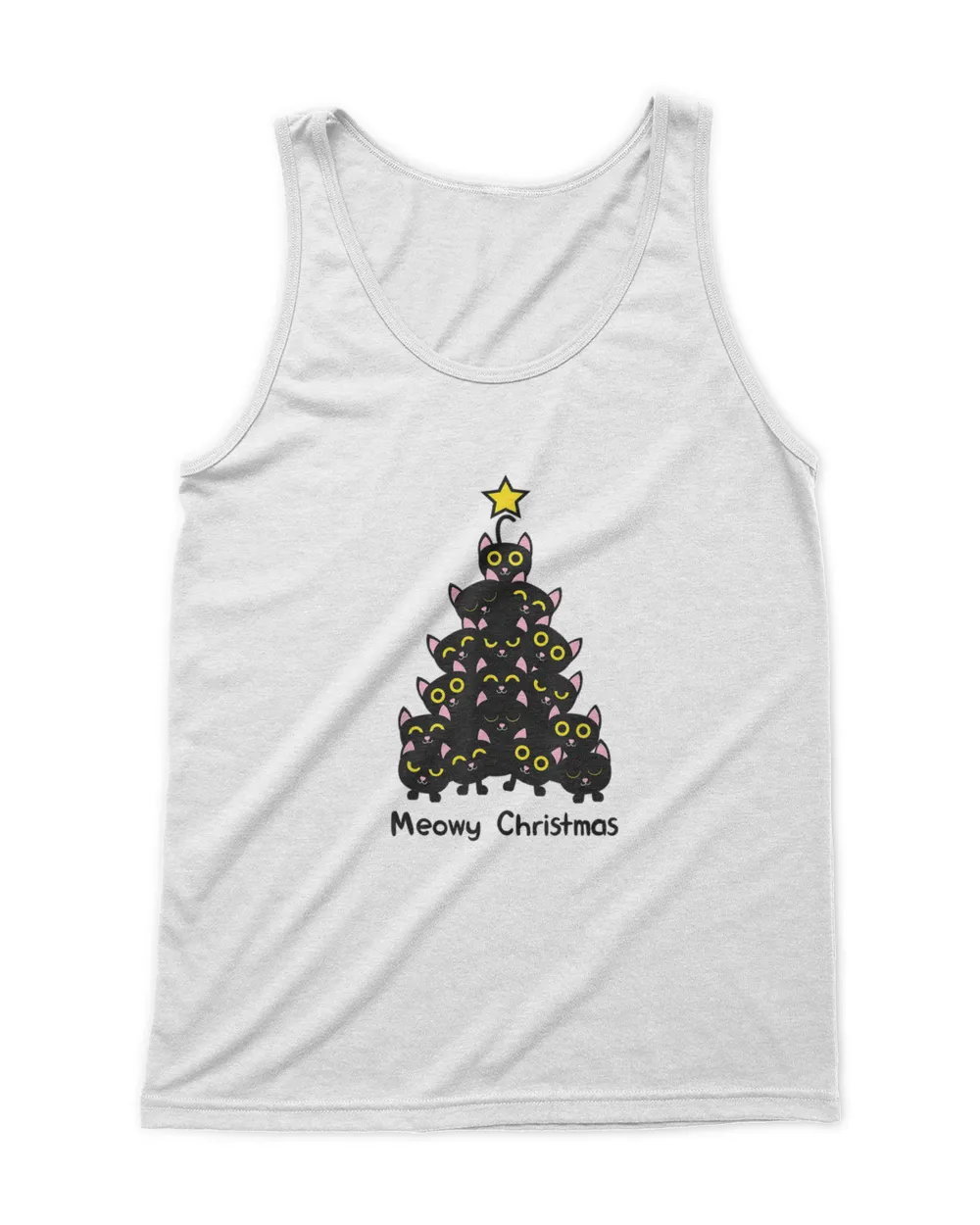 Meowy cat Christmas tree shirt men women