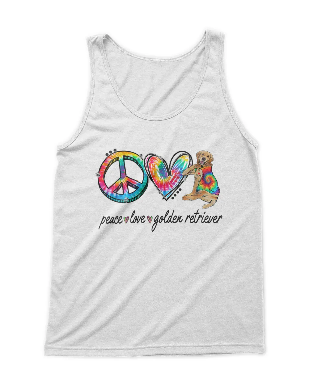 Womens Peace Love Golden Retriever Tie Dye Rainbow Dog Lover HOD160123A21