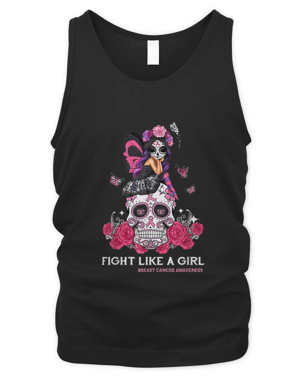 Sugar Skull Fight Breast Cancer Awareness Like A Girl