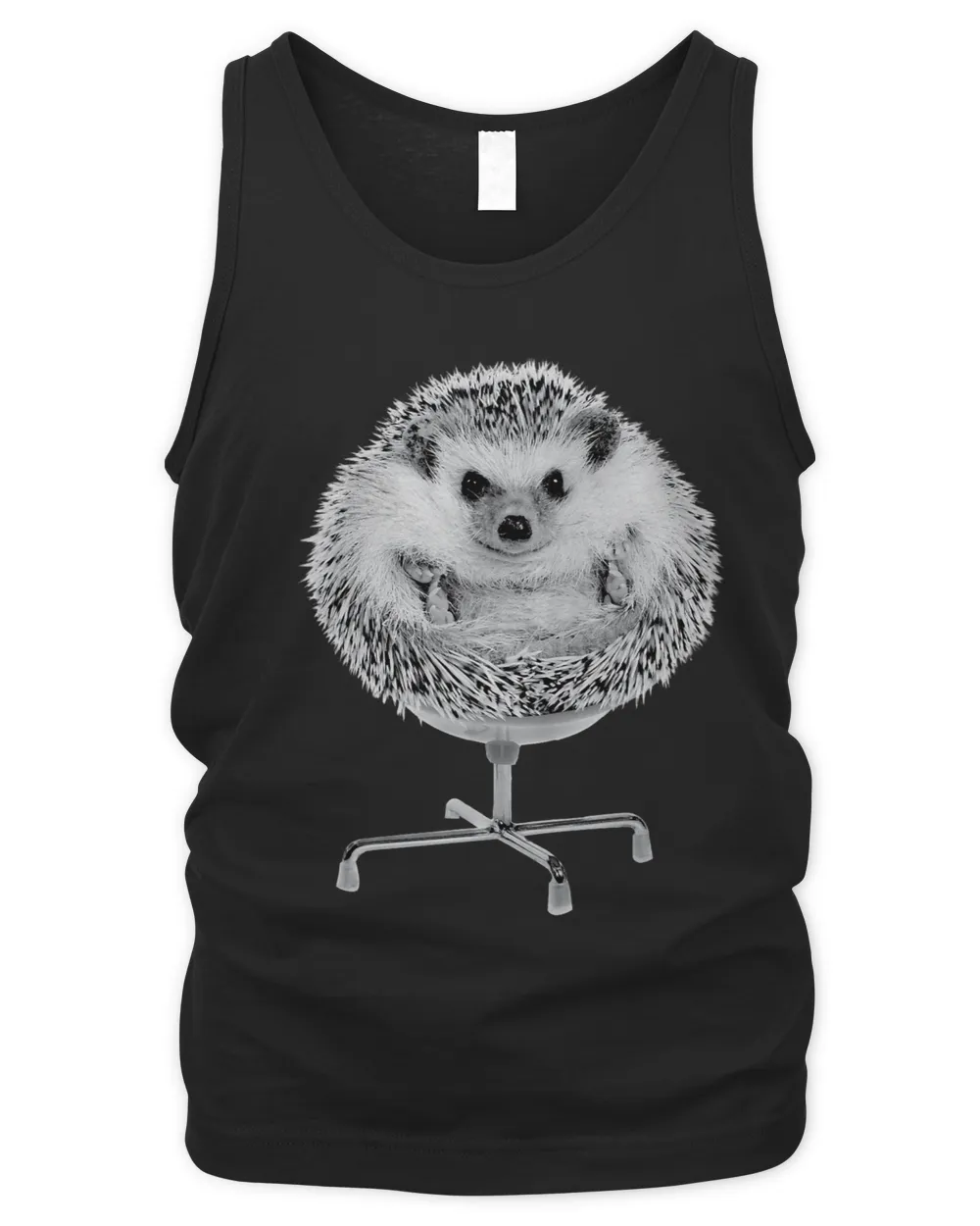 Funny Hedgehog In An Office Chair Ready For Work Fat Animal