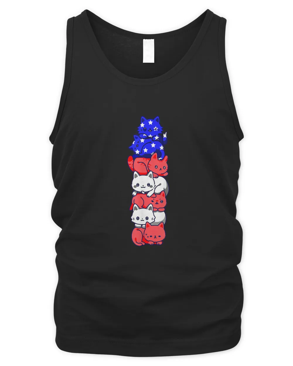 4th of July Cat Patriotic American Flag Cute Cats Pile Stack