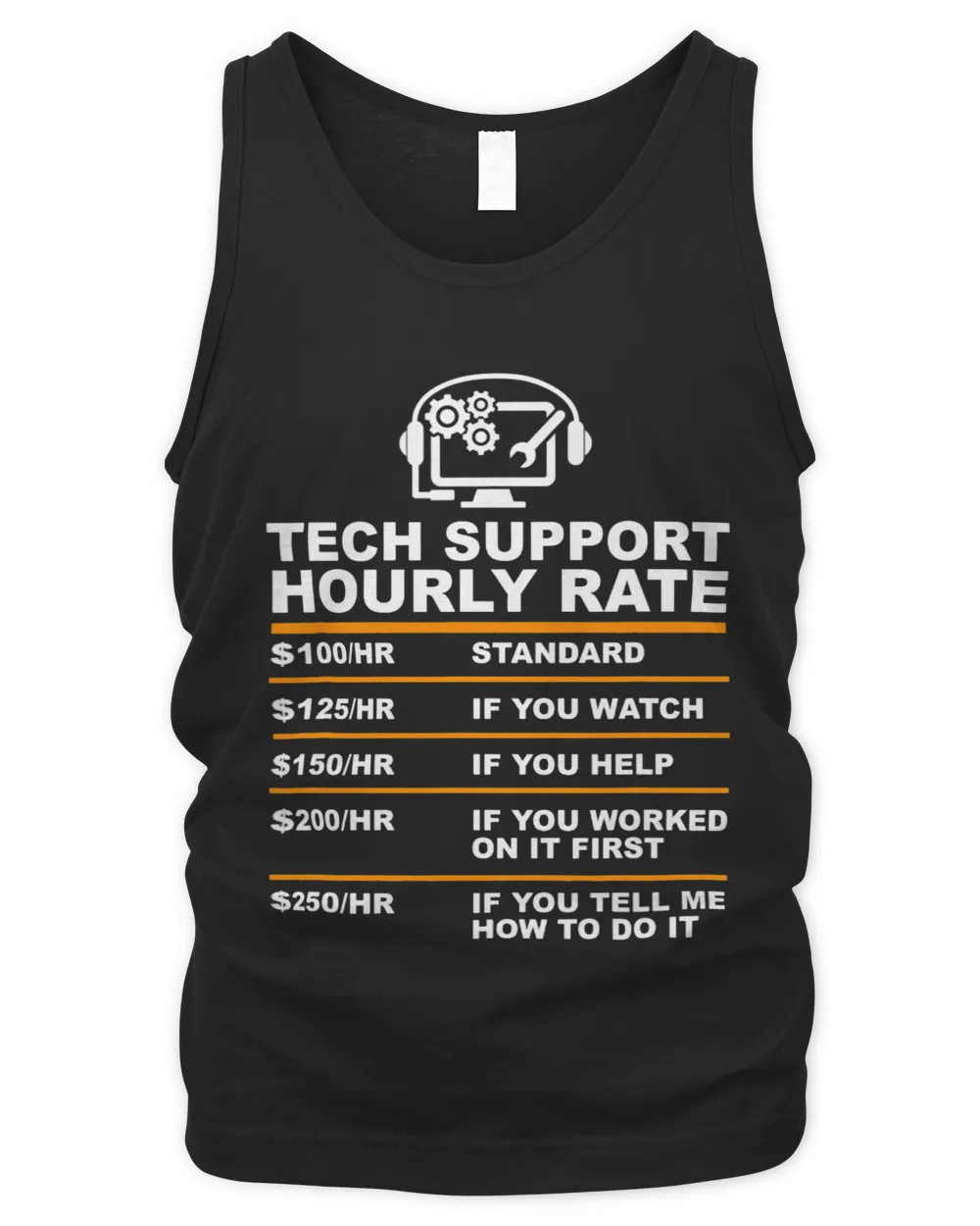 Tech Support Hourly Rate IT Sysadmin Geek Nerd Gift Idea Men's Tank Top black s