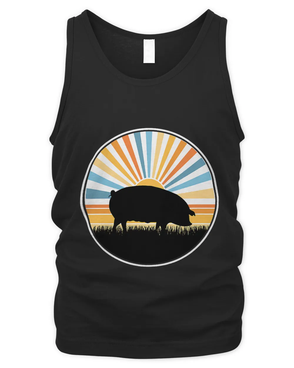 Pig Sunset Retro Farm Farmer Piglet Piggy Pork BBQ Farming