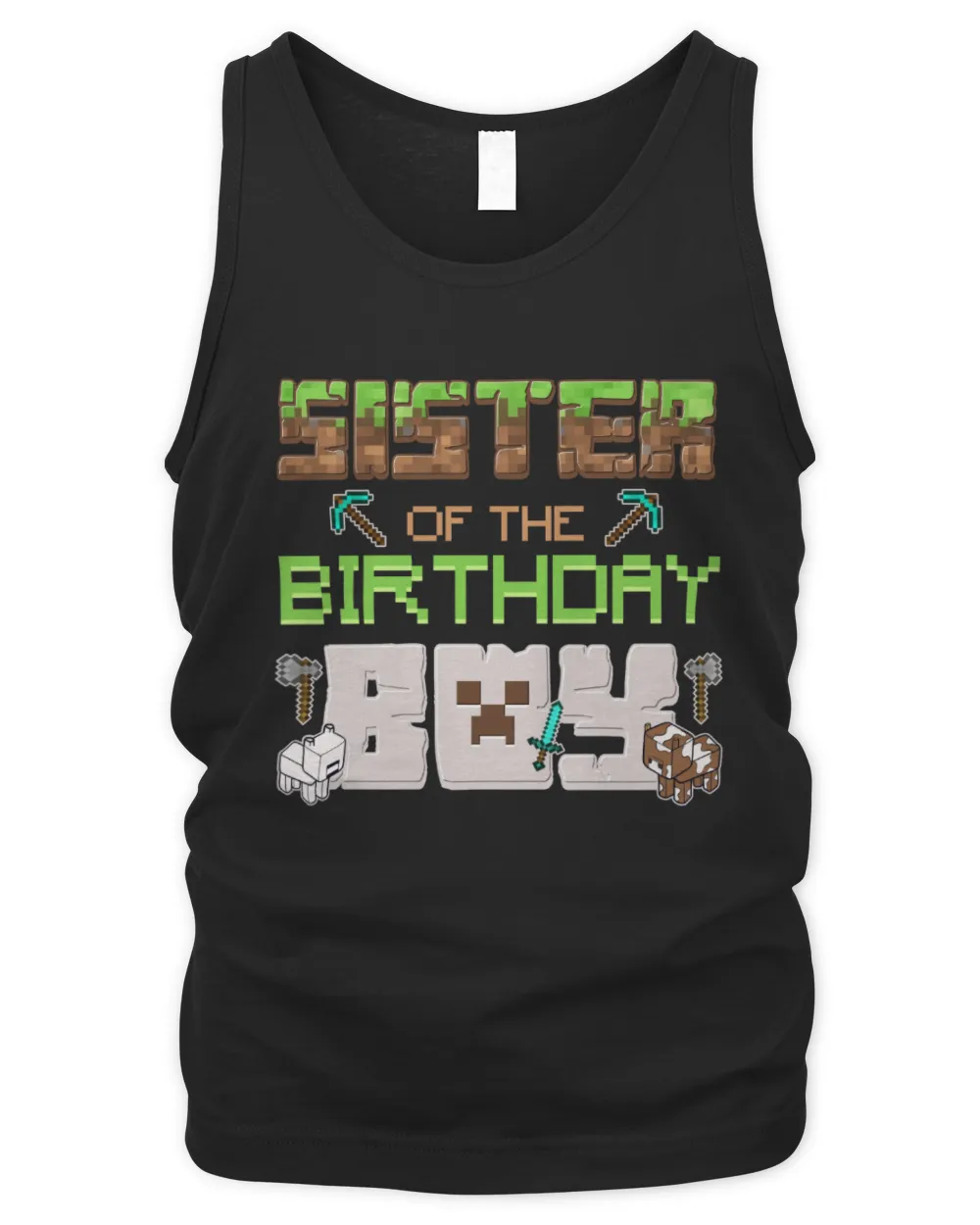 Sister Of The Birthday Boy Minecraft Men's Tank Top black s