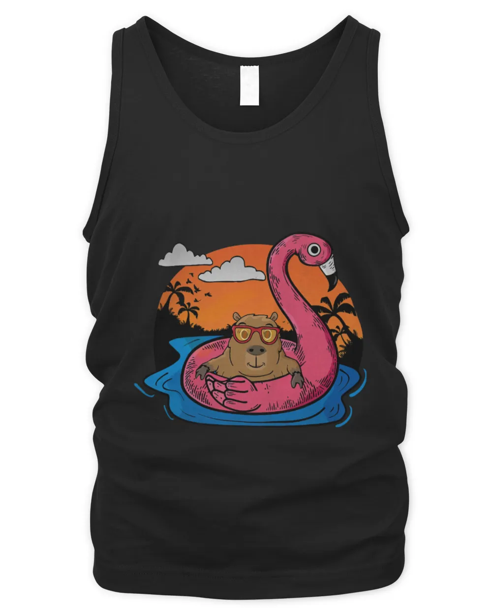 Capybara Mammal Swimming Pool Lover Men Flamingo
