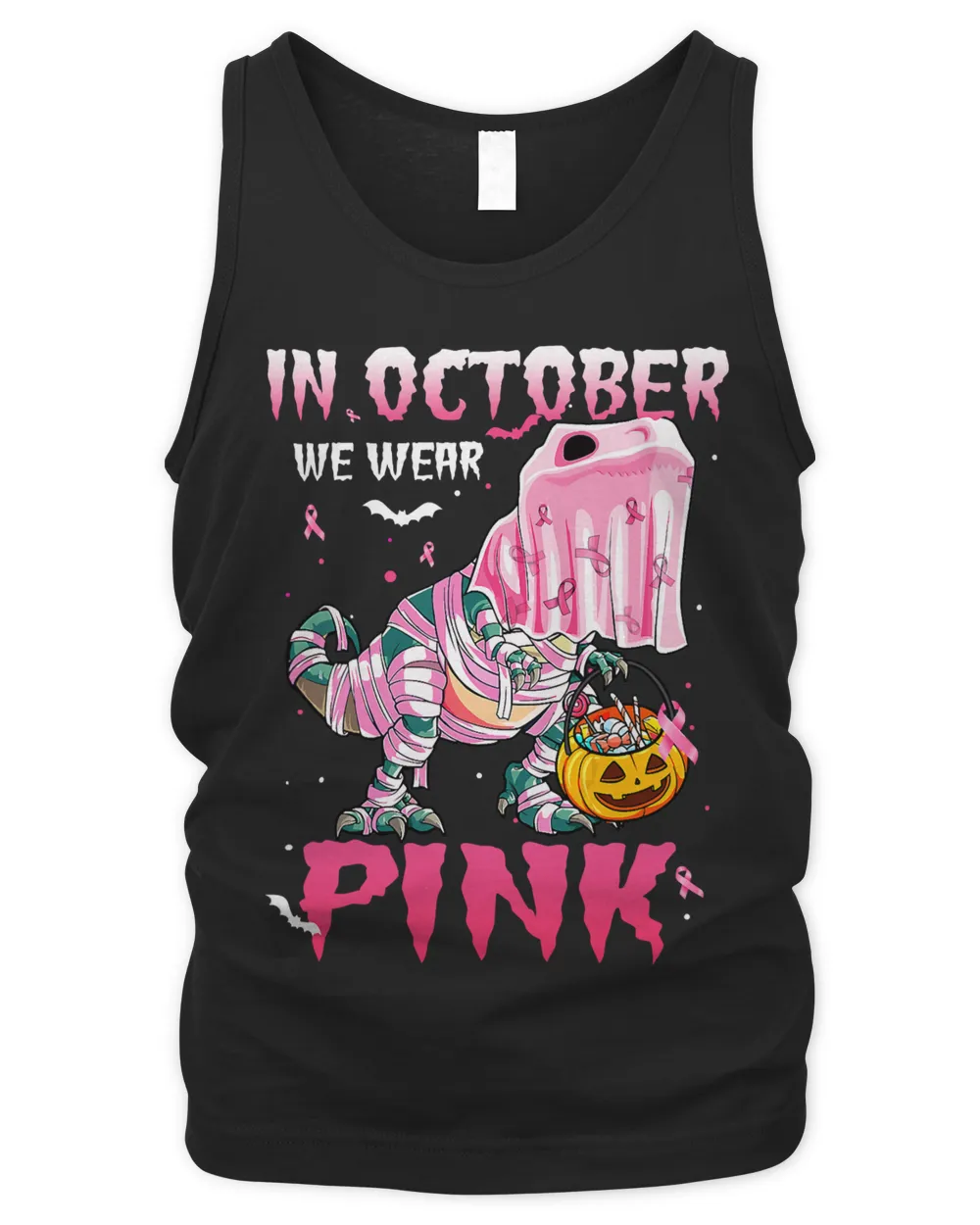 In October We Wear Pink Breast Cancer Dinosaur Halloween