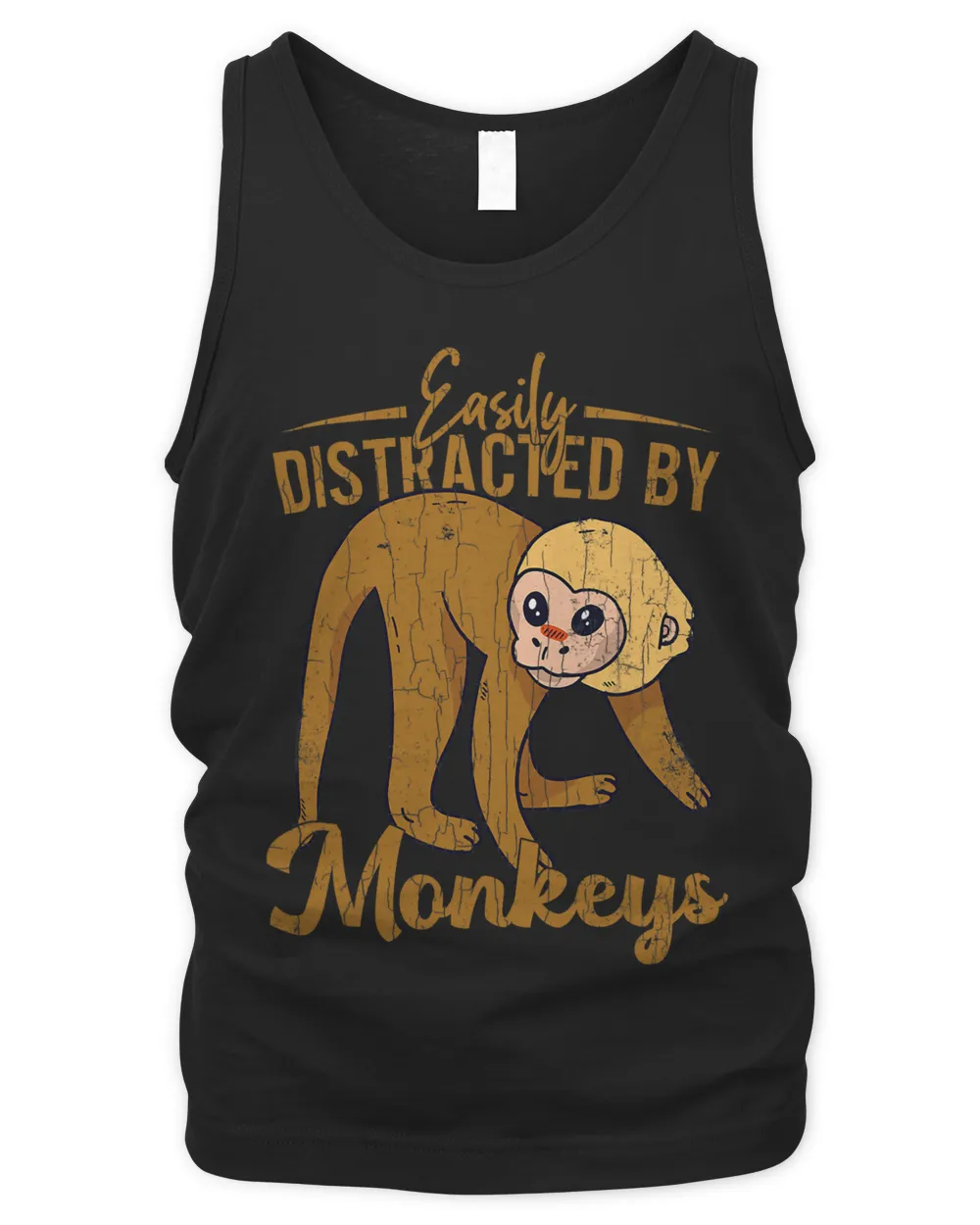 Easily Distracted By Monkeys Fun Monkey Animal Lover Graphic Men's Tank Top black s