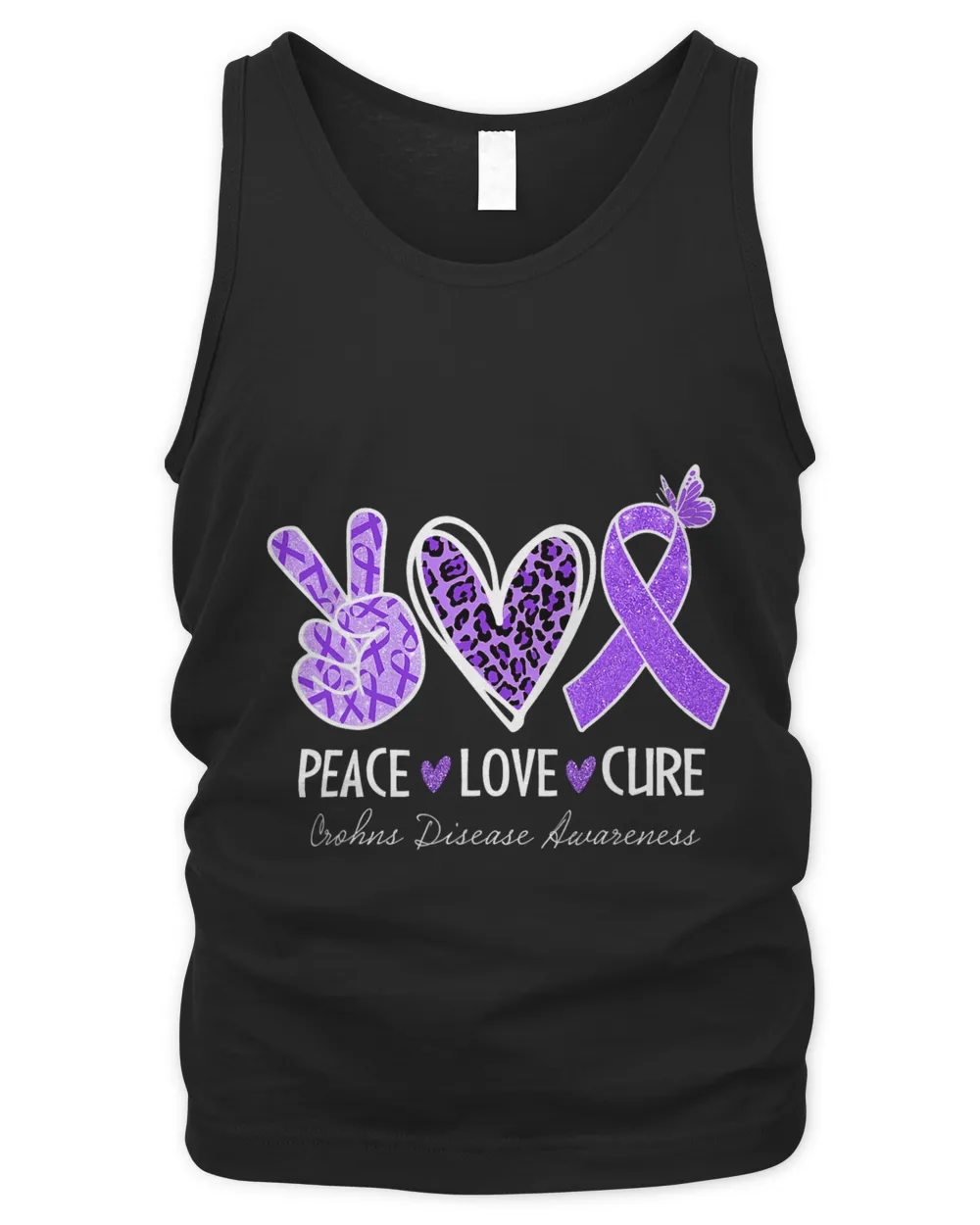 Crohns Disease Awareness Peace Love Cure Leopard