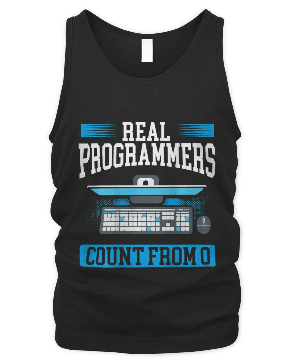 Backprint Real Programmers Count From 0 Coding Men's Tank Top black s
