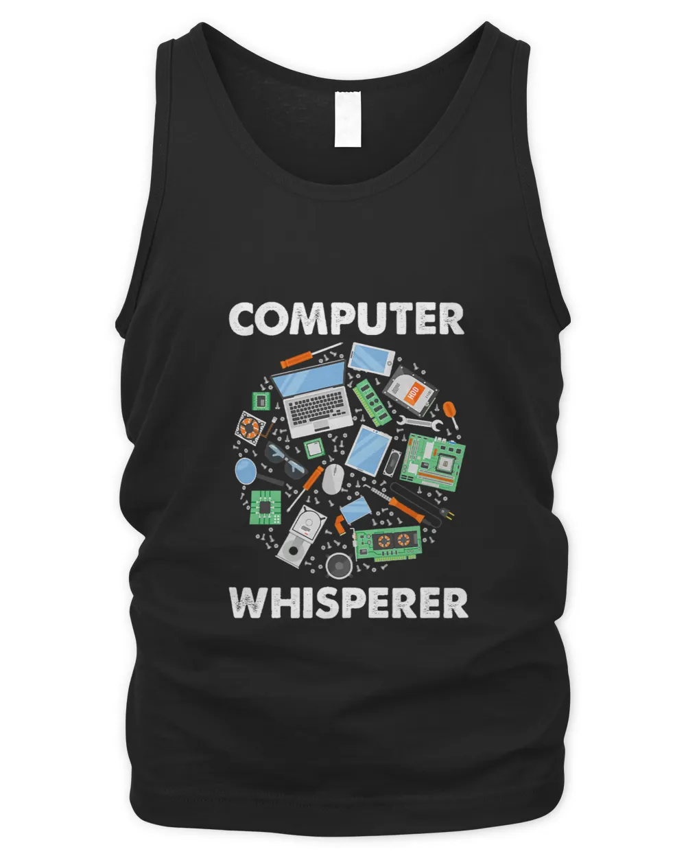 Computer Whisperer Funny IT Tech Support Nerds Geek Men's Tank Top black s