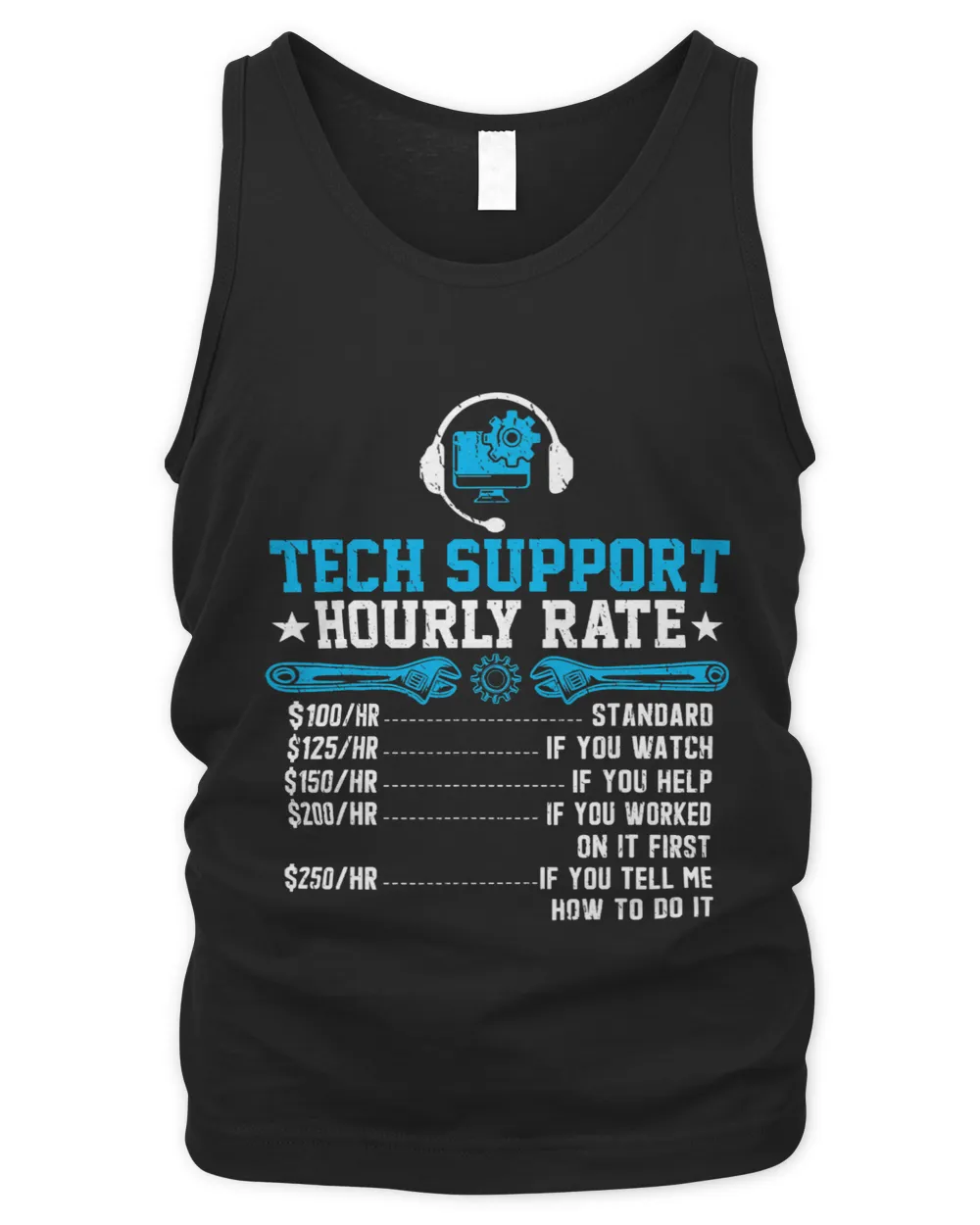 Tech Support Hourly Rate Funny Programmer Technical Support Men's Tank Top black s