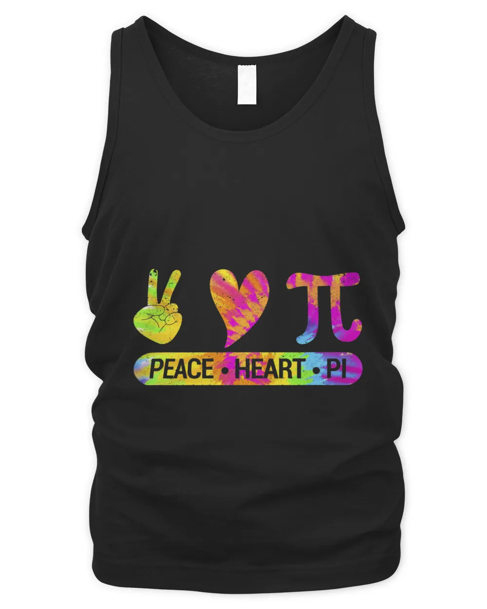 Peace Heart Pi Day Tie Dye Mathematics Science Math Teacher Men's Tank Top black s