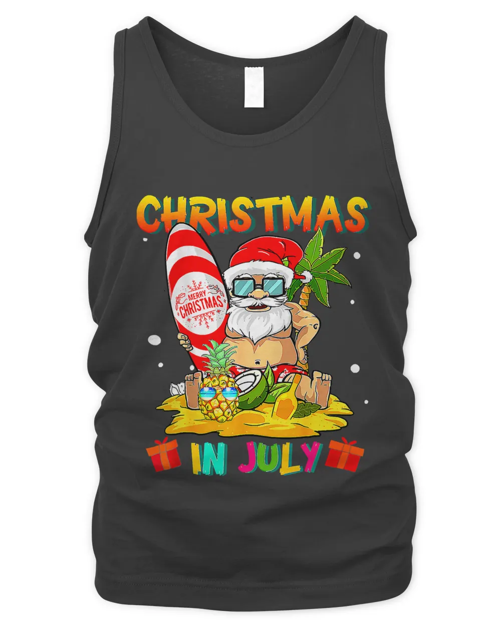 Christmas in July Funny Surfing Santa Summer Beach Vacation