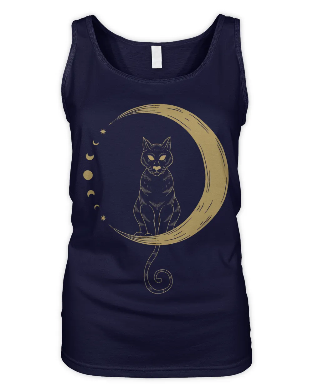 Crescent Moon And Cat Mystical Tarot Card Moon Cycle Graphic