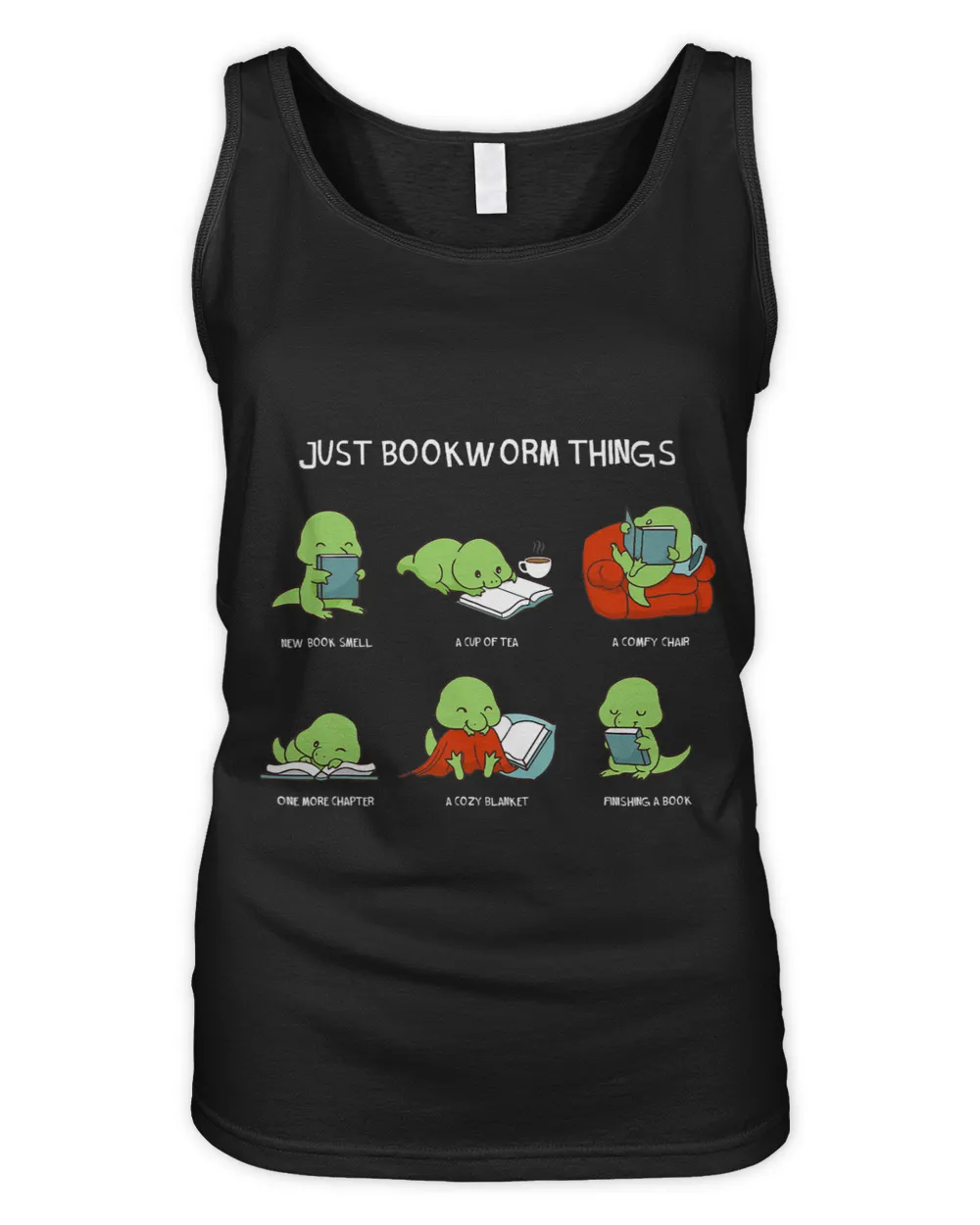 Just Bookworm Things TRex Dinosaur Reading Books Dino