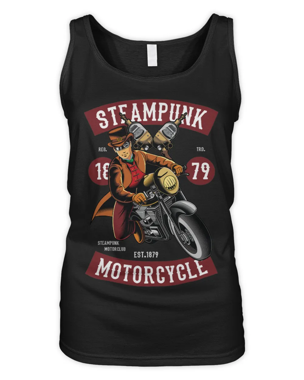 Steampunk Motorcycle Rider in Top Hat Goggles