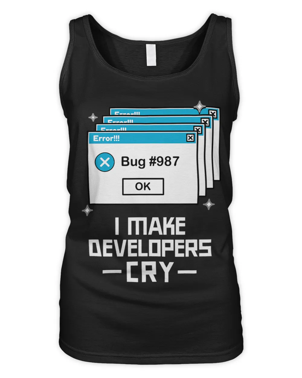Funny QA Engineer QA Shirt I Make Developers Cry QA Tester Women's Tank Top black s