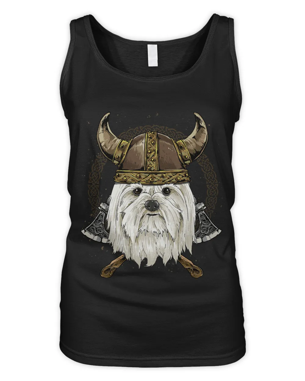 Viking Maltese Dog with Viking Helmet Mjolnir Axes Women's Tank Top black s