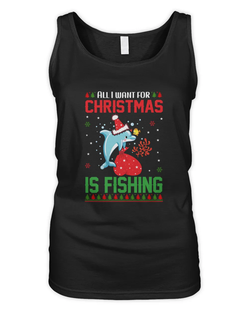 Christmas is Fishing Women's Tank Top black s